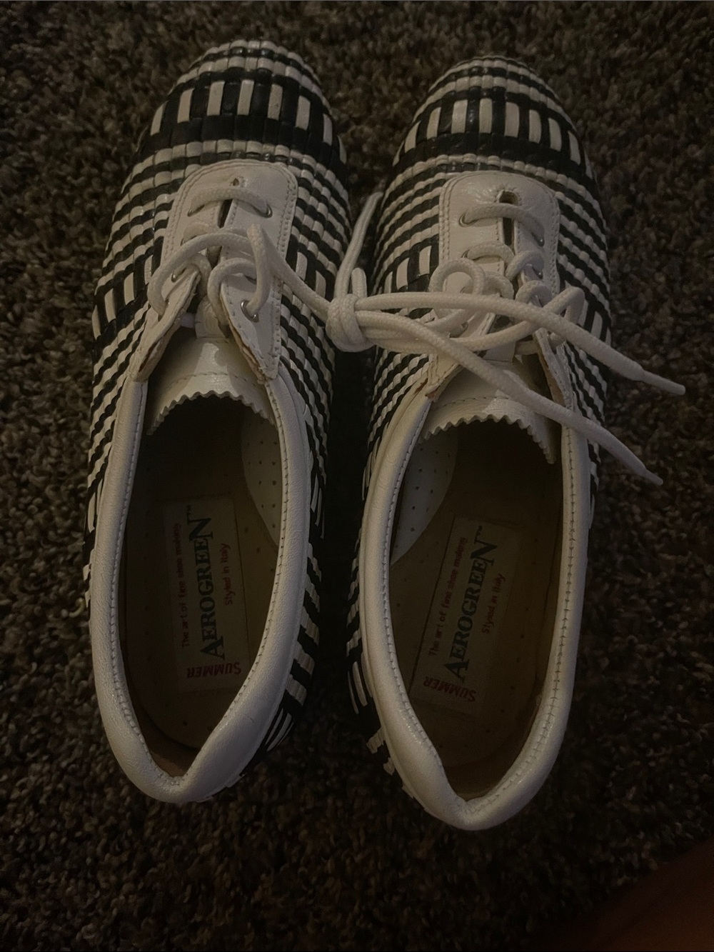 Black and White Striped Women's Lace-Up Sneakers